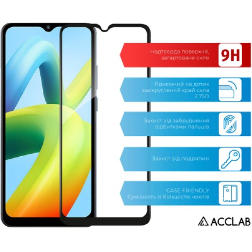 Стекло защитное ACCLAB Full Glue Xiaomi Poco C50 Black (1283126589713)