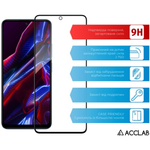 Стекло защитное ACCLAB Full Glue Xiaomi Poco X5 Black (1283126567360)