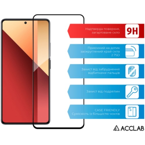 Стекло защитное ACCLAB Full Glue Xiaomi Redmi Note 13 Pro 4G Black (1283126583780)