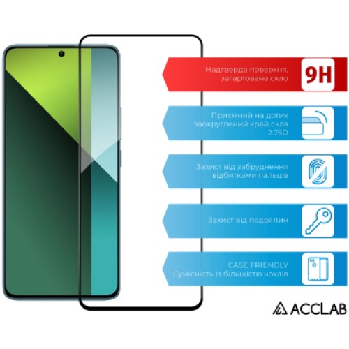 Стекло защитное ACCLAB Full Glue Xiaomi Redmi Note 13 Pro 5G Black (1283126583803)