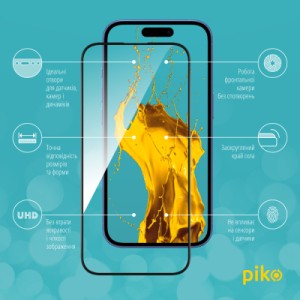 Стекло защитное Piko Full Glue Apple iPhone 16 Plus Black (1283126593390)