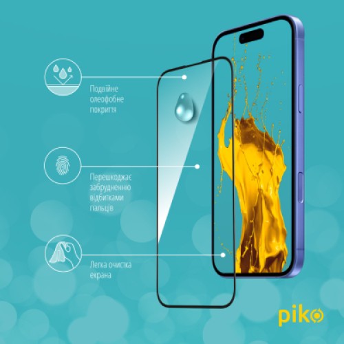 Стекло защитное Piko Full Glue Apple iPhone 16 Plus Black (1283126593390)