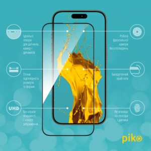 Стекло защитное Piko Full Glue Apple iPhone 16 Pro Black (1283126593406)