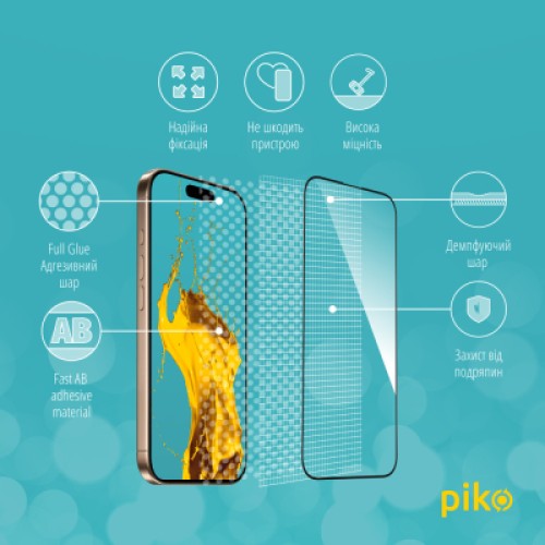 Стекло защитное Piko Full Glue Apple iPhone 16 Pro Max Black (1283126593413)