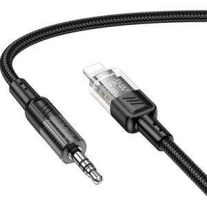 Кабель мультимедийный Lightning to 3.5mm M 1.0m UPA27 Spirit transparent Black HOCO (6942007612524)