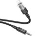 Кабель мультимедийный Lightning to 3.5mm M 1.0m UPA27 Spirit transparent Black HOCO (6942007612524)