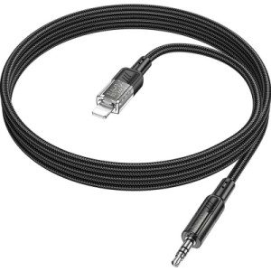 Кабель мультимедийный Lightning to 3.5mm M 1.0m UPA27 Spirit transparent Black HOCO (6942007612524)