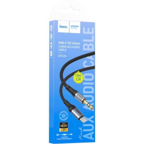 Кабель мультимедийный USB-C to 3.5mm M 1.0m UPA26 Fresh Black HOCO (6942007608824)
