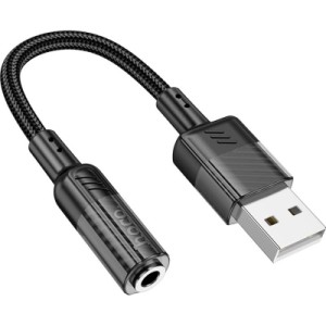 Звукова плата HOCO LS37 Spirit transparent USB to 3.5mm Black (6942007612562)