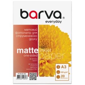 Фотобумага Barva A3, Everyday, Matte, 220 g/m2, 20c (IP-AE220-382)
