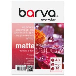 Фотобумага Barva A3, Everyday, Matte, double-sided, 140 g/m2, 20c (IP-BE140-415)