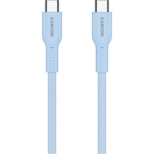 Дата кабель USB-C to USB-C 1.0m OnWire 60CL C-C 60W COLOR Braided 1m Light Blue Canyon (CND-CCAP60AB10LBL)