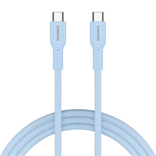 Дата кабель USB-C to USB-C 1.0m OnWire 60CL C-C 60W COLOR Braided 1m Light Blue Canyon (CND-CCAP60AB10LBL)