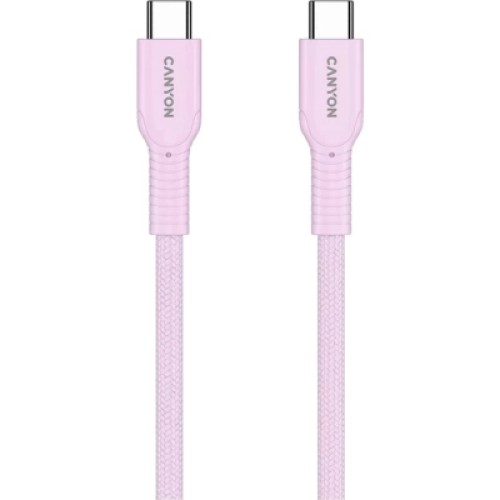 Дата кабель USB-C to USB-C 1.0m OnWire 60CL C-C 60W COLOR Braided 1m Pink Canyon (CND-CCAP60AB10PK)