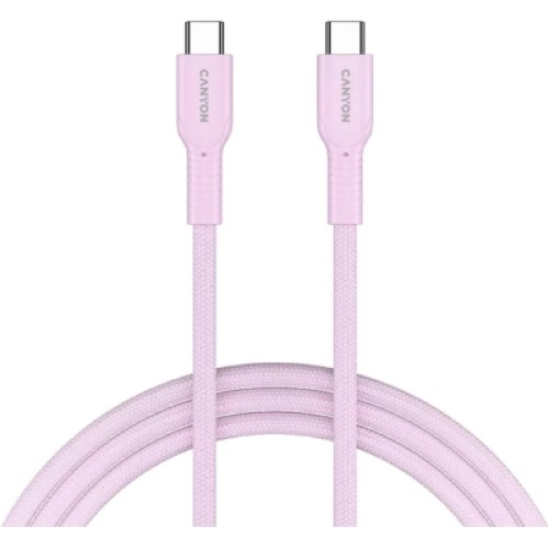 Дата кабель USB-C to USB-C 1.0m OnWire 60CL C-C 60W COLOR Braided 1m Pink Canyon (CND-CCAP60AB10PK)