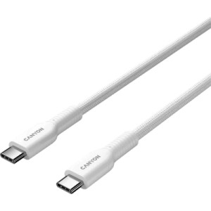 Дата кабель USB-C to USB-C 1.0m OnWire 60CL C-C 60W COLOR Braided 1m White Canyon (CND-CCAP60AB10W)