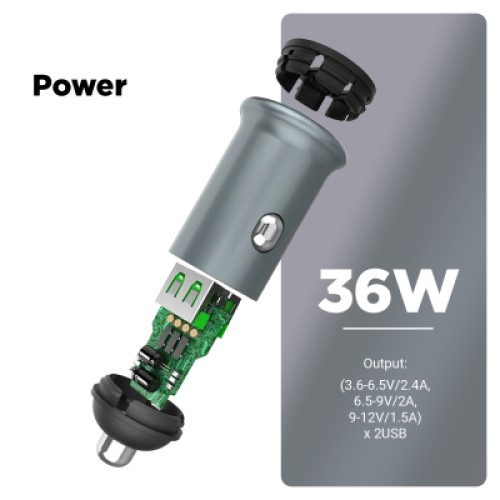 Зарядное устройство Armorstandart 2xUSB QC3.0 Grey + cable USB-C (ARM82459)