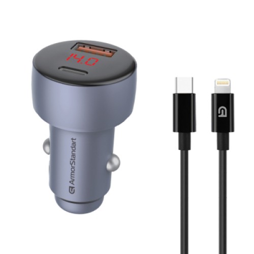 Зарядное устройство Armorstandart AR-C43 Type-C PD30W + USB QC 3.0 Grey + cable Lightning (ARM82462)