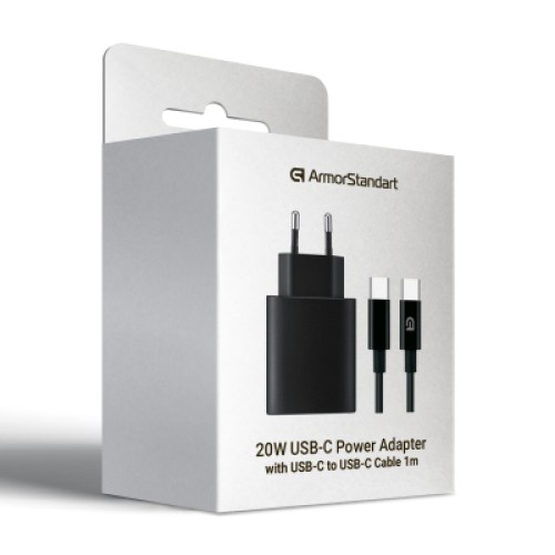 Зарядное устройство Armorstandart ABMHJ83 20W USB-C Black + cable USB-C to USB-C (ARM77723)