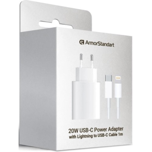 Зарядное устройство Armorstandart AMHJ83 20W USB-C White + cable USB-C to Lightning (ARM77724)