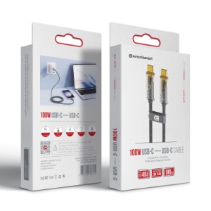 Дата кабель USB-C to USB-C 1m transparent 100W grey Armorstandart (ARM75871)