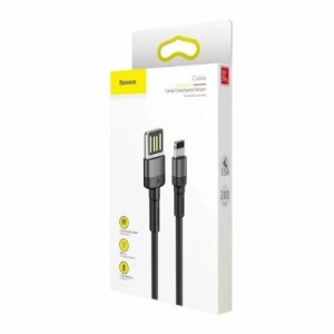 Дата кабель USB 2.0 AM to Lightning 2.0m Cafule grey+black Baseus (CALKLF-HG1)