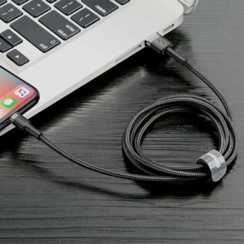 Дата кабель USB 2.0 AM to Lightning 2.0m Cafule grey+black Baseus (CALKLF-HG1)