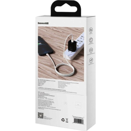 Дата кабель USB-C to Lightning 1.0m Cafule Metal PD 20W white Baseus (CATLJK-A02)