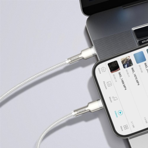 Дата кабель USB-C to Lightning 1.0m Cafule Metal PD 20W white Baseus (CATLJK-A02)