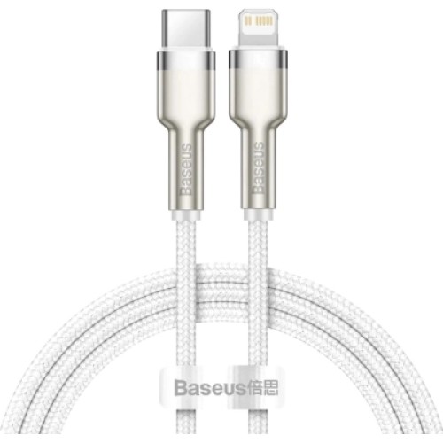Дата кабель USB-C to Lightning 1.0m Cafule Metal PD 20W white Baseus (CATLJK-A02)