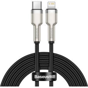 Дата кабель USB-C to Lightning 2.0m Cafule Metal PD 20W black Baseus (CATLJK-B01)