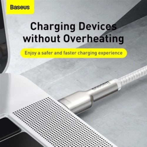 Дата кабель USB-C to USB-C 2.0 mCafule Metal PD 100W white Baseus (CATJK-D02)