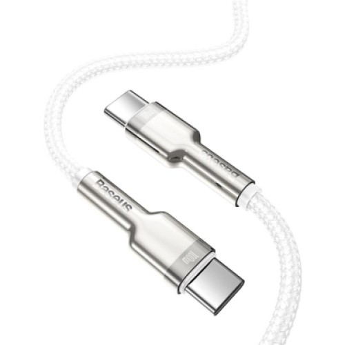 Дата кабель USB-C to USB-C 2.0 mCafule Metal PD 100W white Baseus (CATJK-D02)