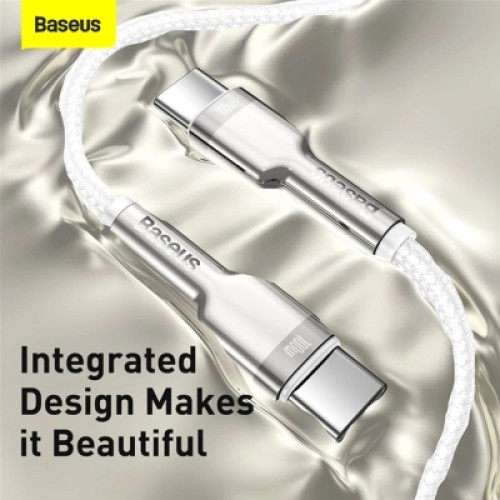 Дата кабель USB-C to USB-C 2.0 mCafule Metal PD 100W white Baseus (CATJK-D02)