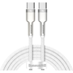 Дата кабель USB-C to USB-C 2.0 mCafule Metal PD 100W white Baseus (CATJK-D02)