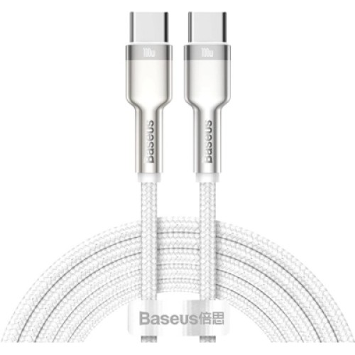 Дата кабель USB-C to USB-C 2.0 mCafule Metal PD 100W white Baseus (CATJK-D02)