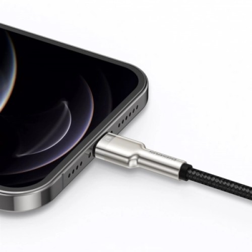 Дата кабель USB 2.0 AM to Lightning 1.0m Cafule Metal 2.4A black Baseus (CALJK-A01)