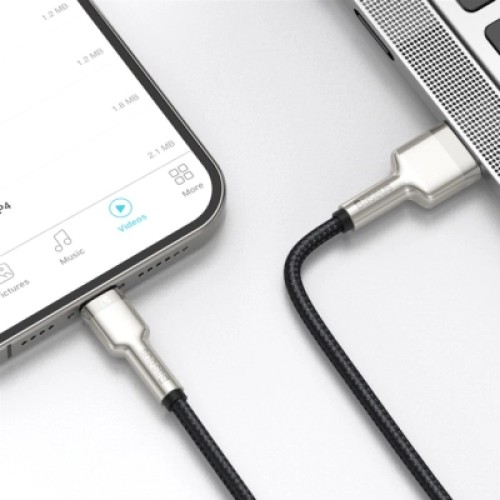 Дата кабель USB 2.0 AM to Lightning 1.0m Cafule Metal 2.4A black Baseus (CALJK-A01)