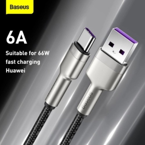 Дата кабель USB 2.0 AM to USB-C 1.0m Cafule Metal 66W black Baseus (CAKF000101)