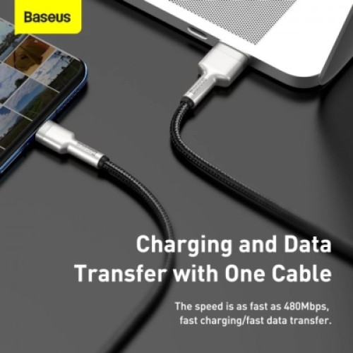 Дата кабель USB 2.0 AM to USB-C 1.0m Cafule Metal 66W black Baseus (CAKF000101)