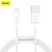 Дата кабель USB 2.0 AM to Lightning 2.0m Superior Fast Charging 2.4A white Baseus (CALYS-C02)