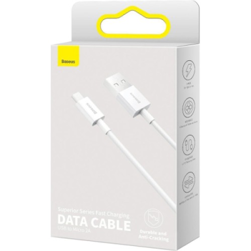 Дата кабель USB 2.0 AM to Micro 5P 2.0m Superior Fast Charging 2A white Baseus (CAMYS-A02)