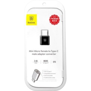 Переходник Micro USB F To USB-C M Adapter Black Baseus (CAMOTG-01)