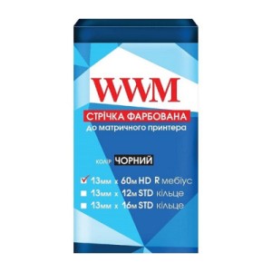 Стрічка до принтерів 13мм х 60м HD п. Black WWM (M13.60HR)
