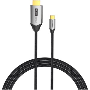 Кабель мультимедийный USB-C to HDMI Cotton Braided Aluminum 1.0m black Vention (CRBBF)