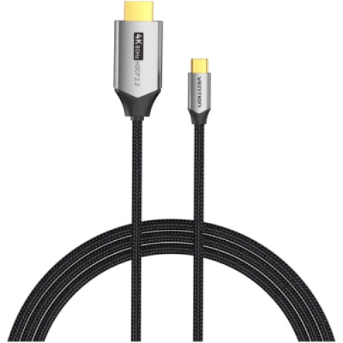Кабель мультимедийный USB-C to HDMI Cotton Braided Aluminum 1.0m black Vention (CRBBF)