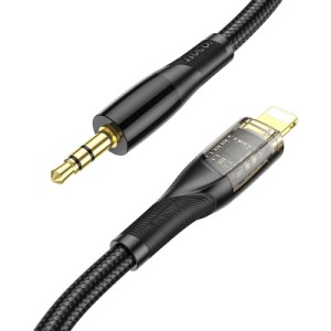 Кабель мультимедійний Lightning to 3.5mm M 1.0m black UPA25 Black HOCO (6931474791153)