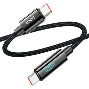 Дата кабель USB-C to USB-C 1.0m Benefit with display 100W U141 black HOCO (6942007611930)