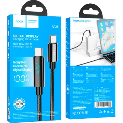 Дата кабель USB-C to USB-C 1.0m Benefit with display 100W U141 black HOCO (6942007611930)
