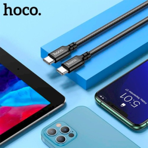 Дата кабель USB-C to USB-C 1.0m 60W nylon X14 black HOCO (6931474752215)